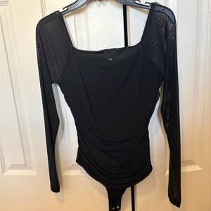 Elegant Mesg Black Long Sleeve Women's Body Suit